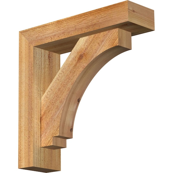 Ekena Millwork Imperial Block Rough Sawn Bracket w/ Offset Brace, Western Red Cedar, 4"W x 14"D x 14"H BKT0402X14X14IMP05RWR - main